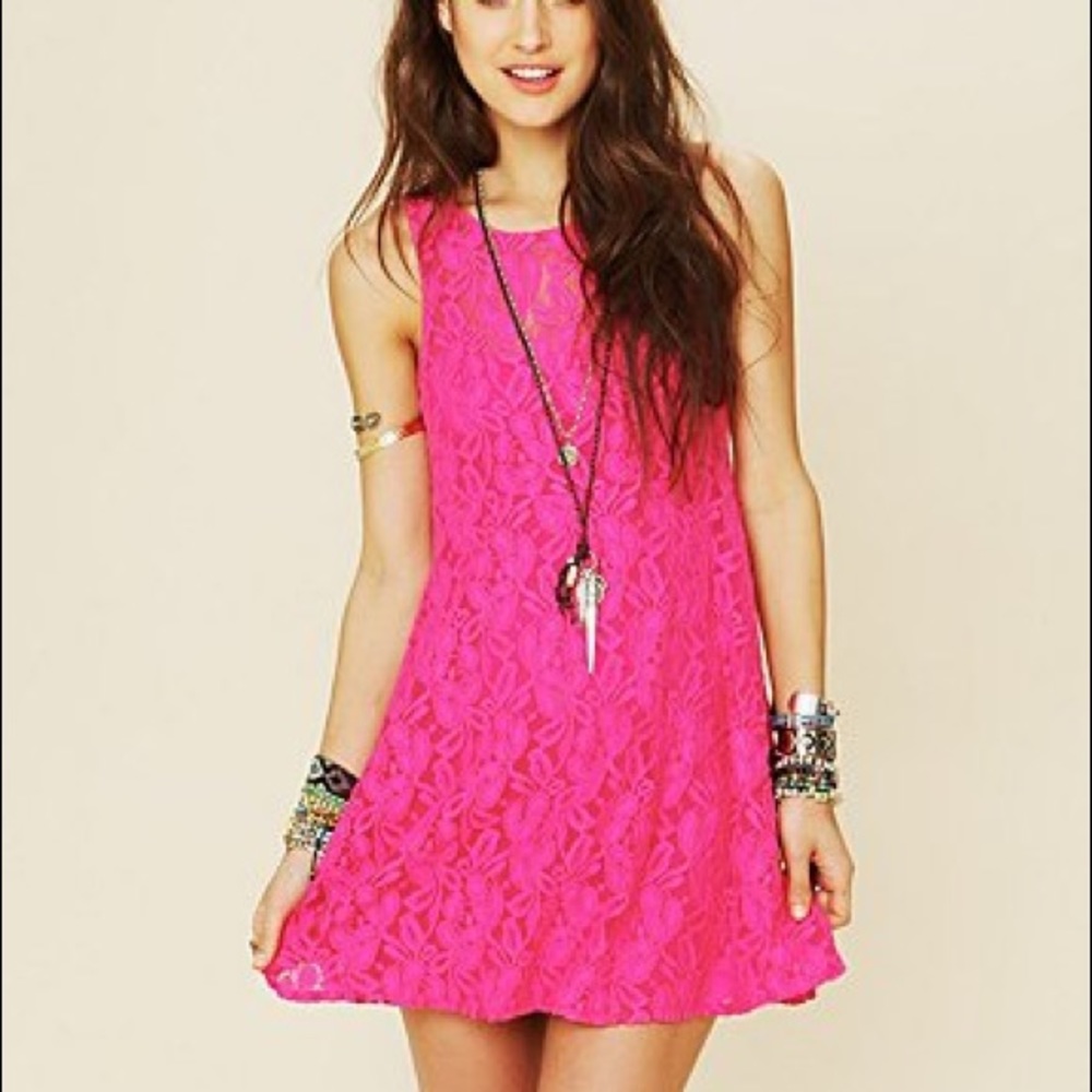 ‘Miles of Lace’ Free People dress in hot pink